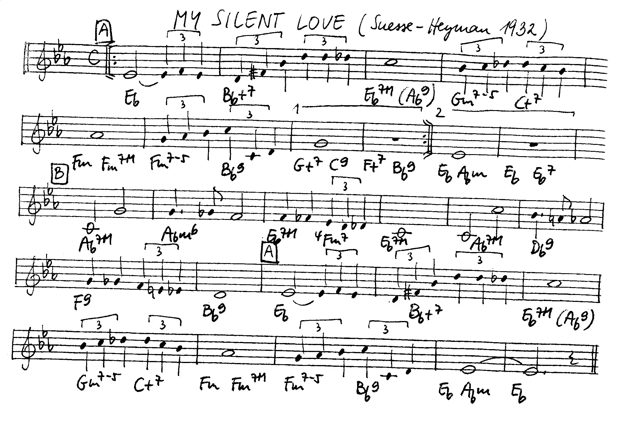 my silent love free jazz leadsheet - Courtesy of the Jungle Jazz Band